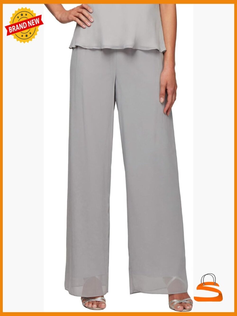 Chiffon Straight Leg Dress Pants for Mother of the Bride Wedding Party